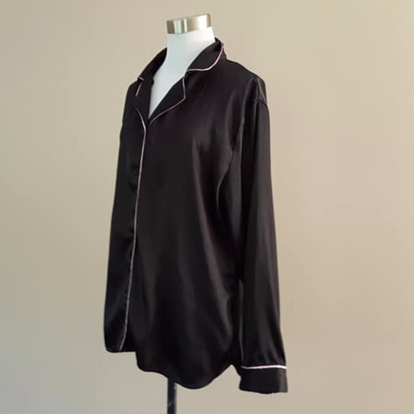 Gilligan & O'Malley Black Satin Sleep Shirt Large - Picture 1 of 8